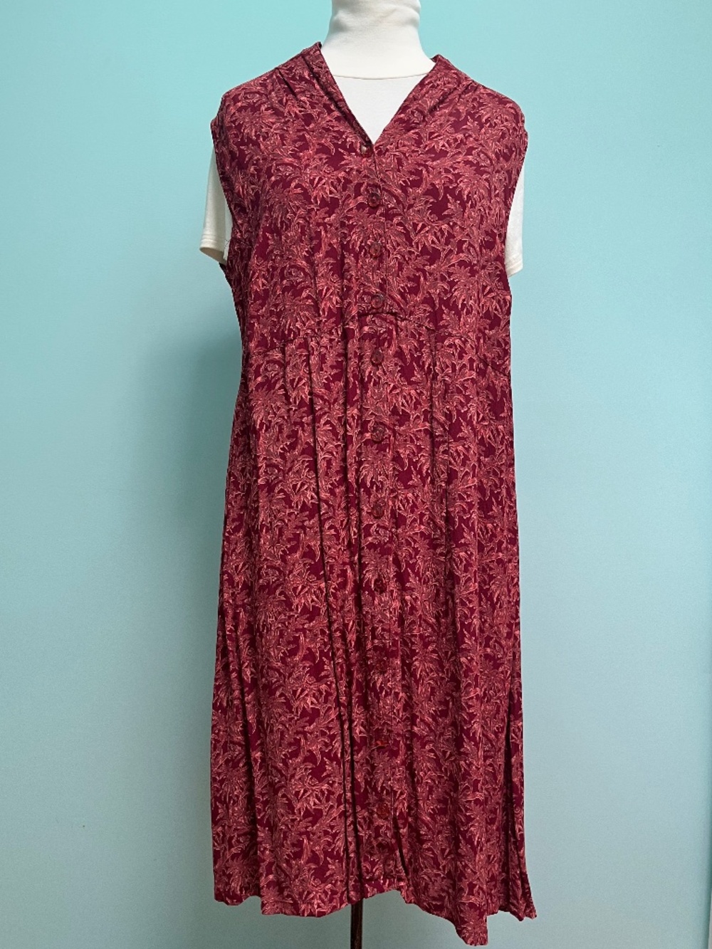 April Cornell deep red sleeveless midi dress size L